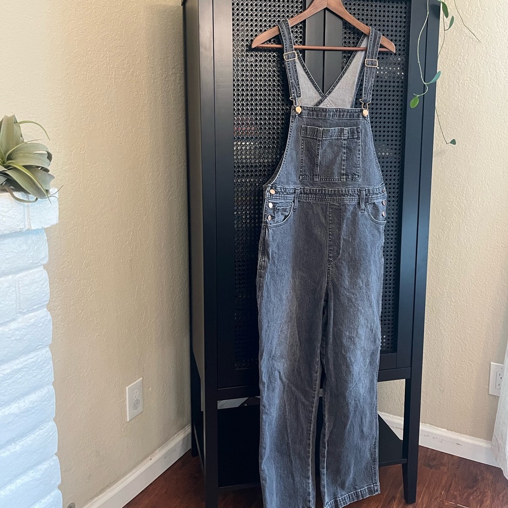 Universal Thread Faded Black Denim Straight Leg Overalls